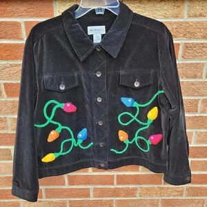 Vintage Bellepointe Christmas Lights Blazer Jacket Women's Size Medium